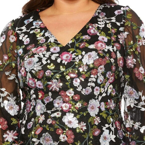 Mac Duggal 20474 Puff Sleeve Embellished A Line Dress - Picture 4 of 6